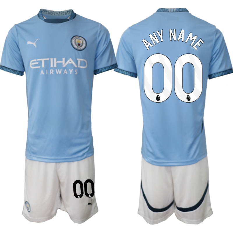 Men 2024-2025 Club Manchester City home blue customized Soccer Jersey->customized nfl jersey->Custom Jersey